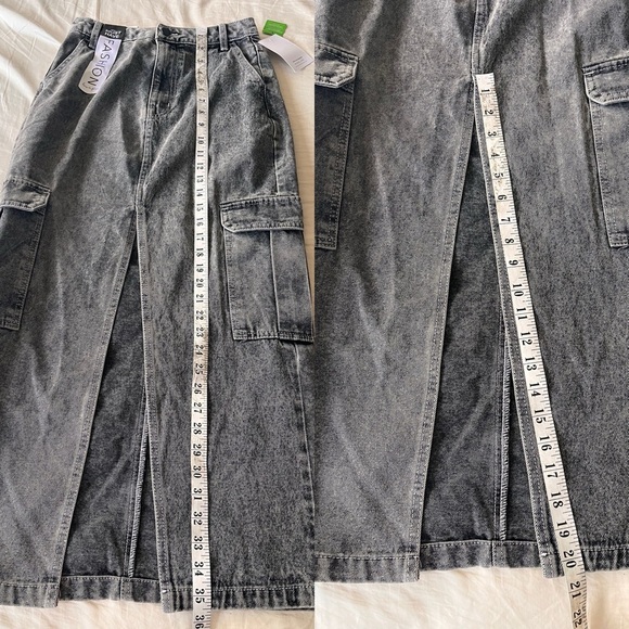 NWT Love, Fire Black Washed Denim Midi Cargo Skirt 3 (Juniors) or XS (Women’s) - Picture 8 of 9